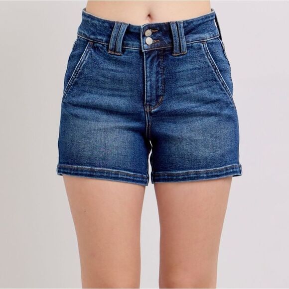 🎁25% Off Bundles🎁 Judy Blue Dark Wash Jean Shorts Sz XL - Picture 3 of 15